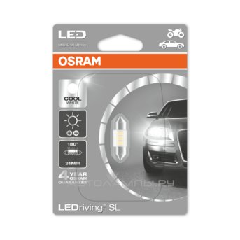 Fest T10,5x31 12V-LED 0,50W (SV8,5) 6000K (блистер 1шт.) Cool White LEDriving standart 6431CW-01B