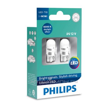 W5W 12V-LED (W2,1x9,5d) 6000K 1,0W Ultinon LED (ку. 2шт.) T10 11961ULWX2