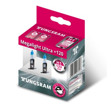 H1 12V- 55W (P14,5s) (+120% света) Megalight Ultra +120 (к.уп.2шт.) 525608 50310NU (ку.2) (525608)