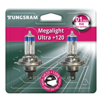 H4 12V- 60/55W (P43t) (+120% света) Megalight Ultra +120 (блистер 2шт.) 93108033 50440SNU BL2