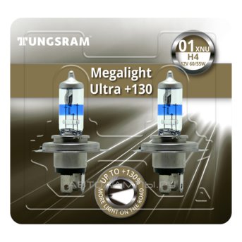 H4 12V- 60/55W (P43t) (+130% света) Megalight Ultra +130 (блистер 2шт.) 93108039 50440XNU BL2