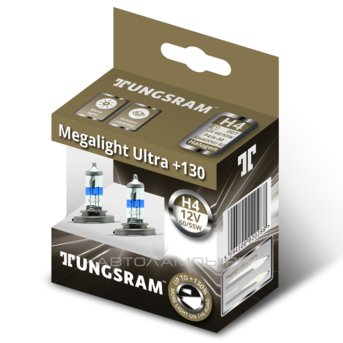 H4 12V- 60/55W (P43t) (+130% света) Megalight Ultra +130 (к.уп.2шт.) 93108045 50440XNU B2