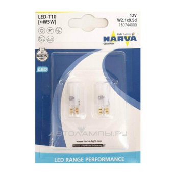 W5W 12V-LED (W2,1x9,5d) 6000K 0,6W Range Performance LED (бл.2шт.) T10 18074