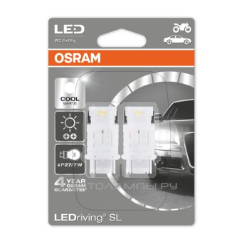 P27/7W 12V-LED (W2,5x16d) 6000K 2.0W Cool White LEDriving SL 3 пок. (бл.2шт.) 3157DWP-02B