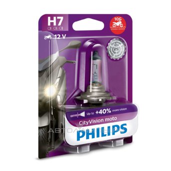 H7 12V- 55W (PX26d) ( +40% света; белый яркий свет) CityVision Moto 12972CTVBW