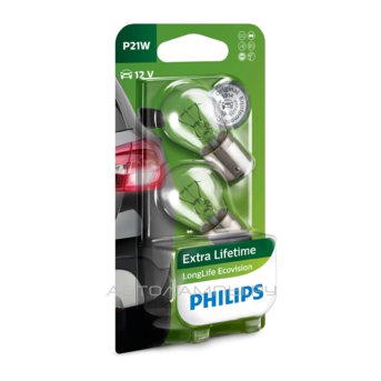 P21W 12V-21W (BA15s) (увелич. срок службы) LongLife EcoVision блистер (2шт.) 12498LLECOB2