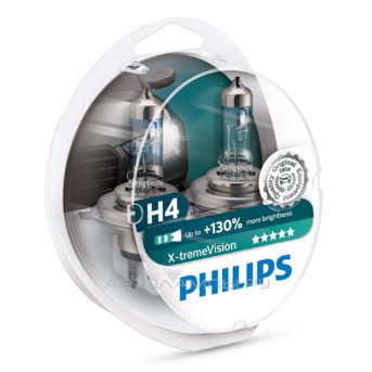H4 12V- 60/55W (P43t) (+130% света) X-treme Vision (2шт.) 12342XV+S2