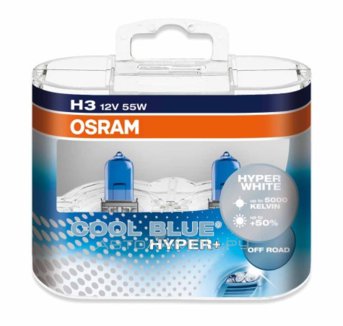 H3 12V- 55W (PK22s) (бело-голубоват. свет) Cool Blue Hyper+ (2шт) DuoBox 62151CBH+-HCB (пу.2)