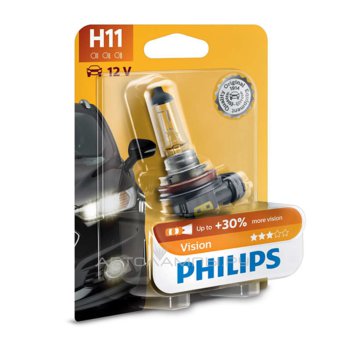 H11 12V- 55W (PGJ19-2) ( +30% света) Vision (блистер 1шт.) 12362PRB1