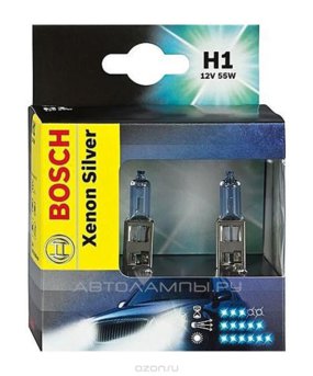 H1 12V- 55W (P14,5s) (белый яркий свет, +50% света) Xenon Silver (блистер 2шт.) 1987301080